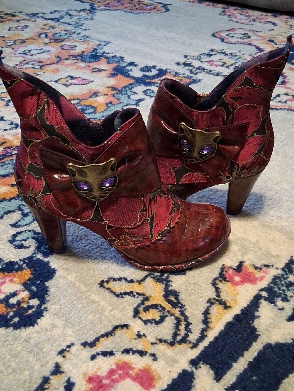 Irregular Choice Miaows, Maroon Gold Purple, Size 9/9.5 - Picture 11 of 11
